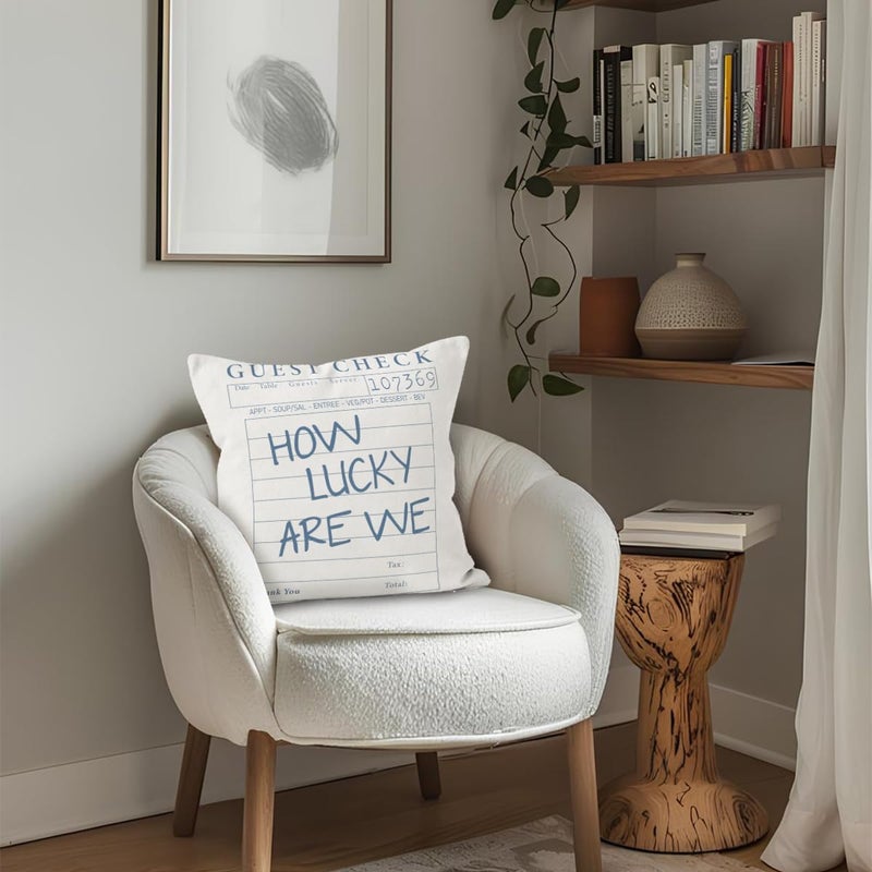 ETVISO Preppy Girly Room Decor Aesthetic, How Lucky are We Pillow Cover 18x18, Trendy Preppy Inspirational Quote Decorative Throw Pillow Case for Girls Bedroom Home Drom Apartment - Image 5